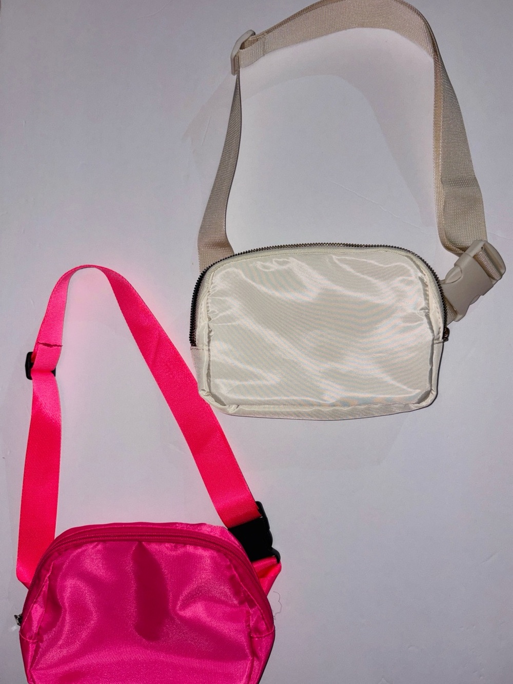 Women’s Crossbody Bag - Hot Pink and Cream Adjustable Strap